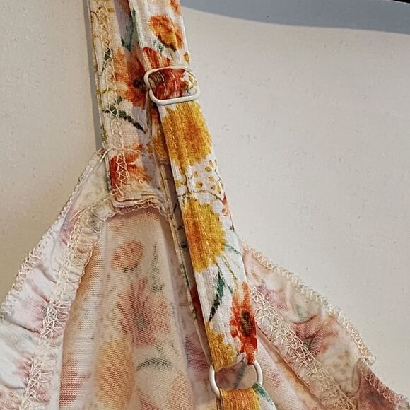 6X 30W Torrid Yellow Super Soft Sweetheart Ruched Babydoll Tank Top Floral cinch - Picture 4 of 8